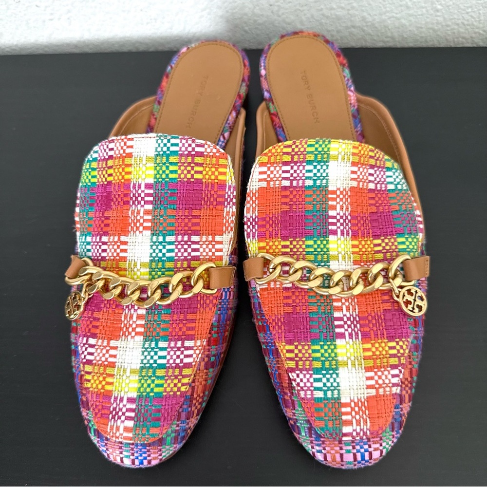 “Like new” Tory Burch Mini Benton Loafer Slide with Charm Flats Mule Multicolor - Picture 2 of 12